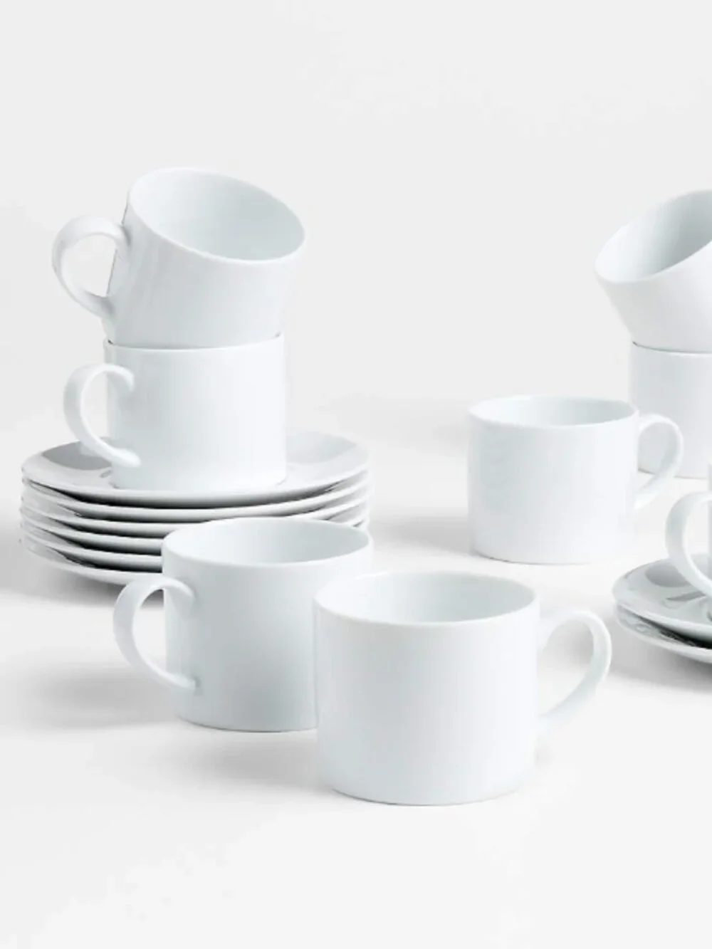 Crate & Barrel Porcelain Cups and Saucers, Set of 4
